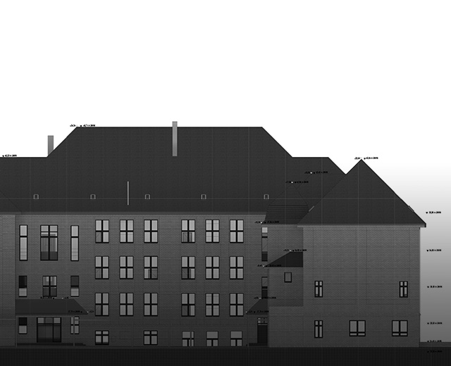 Fassadenansicht BIM 3D Aufmass Schule Duisburg