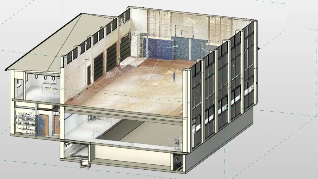 Bestandsaufnahme Bahnhalle Rheinbahn - Innen Messtool Punktwolke
