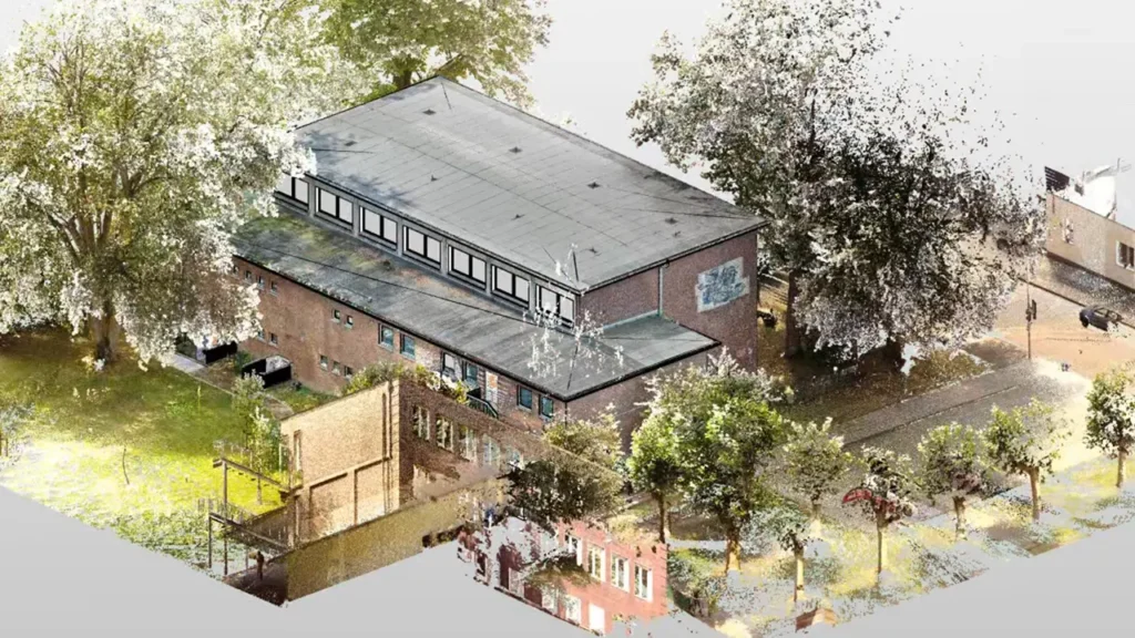 Bestandsdokumentation Turn und Schwimmhalle Krefeld Punktwolke Umgebung