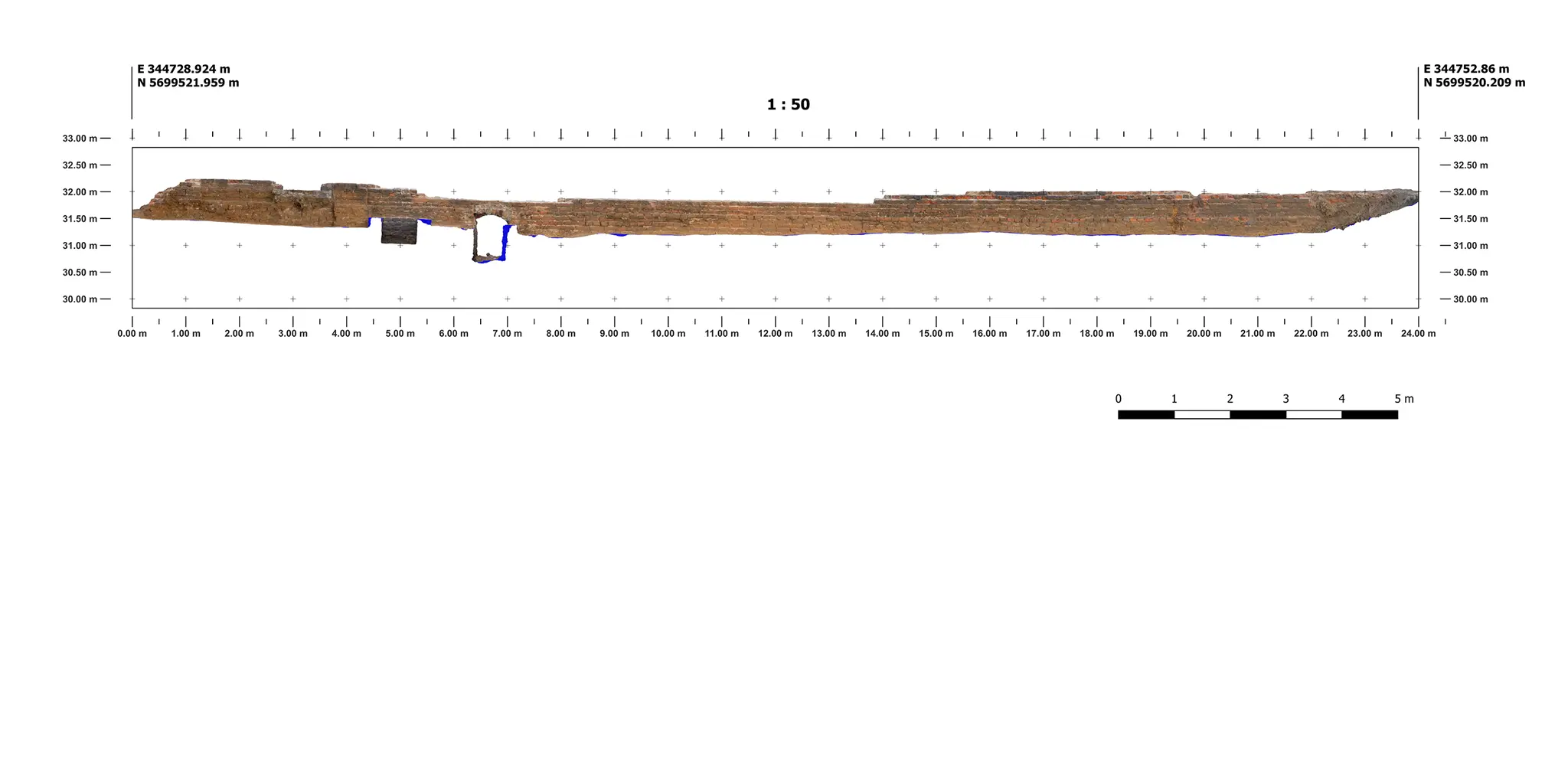 Archäologische Bauzustandserfassung Duisburg - Profilansicht 1
