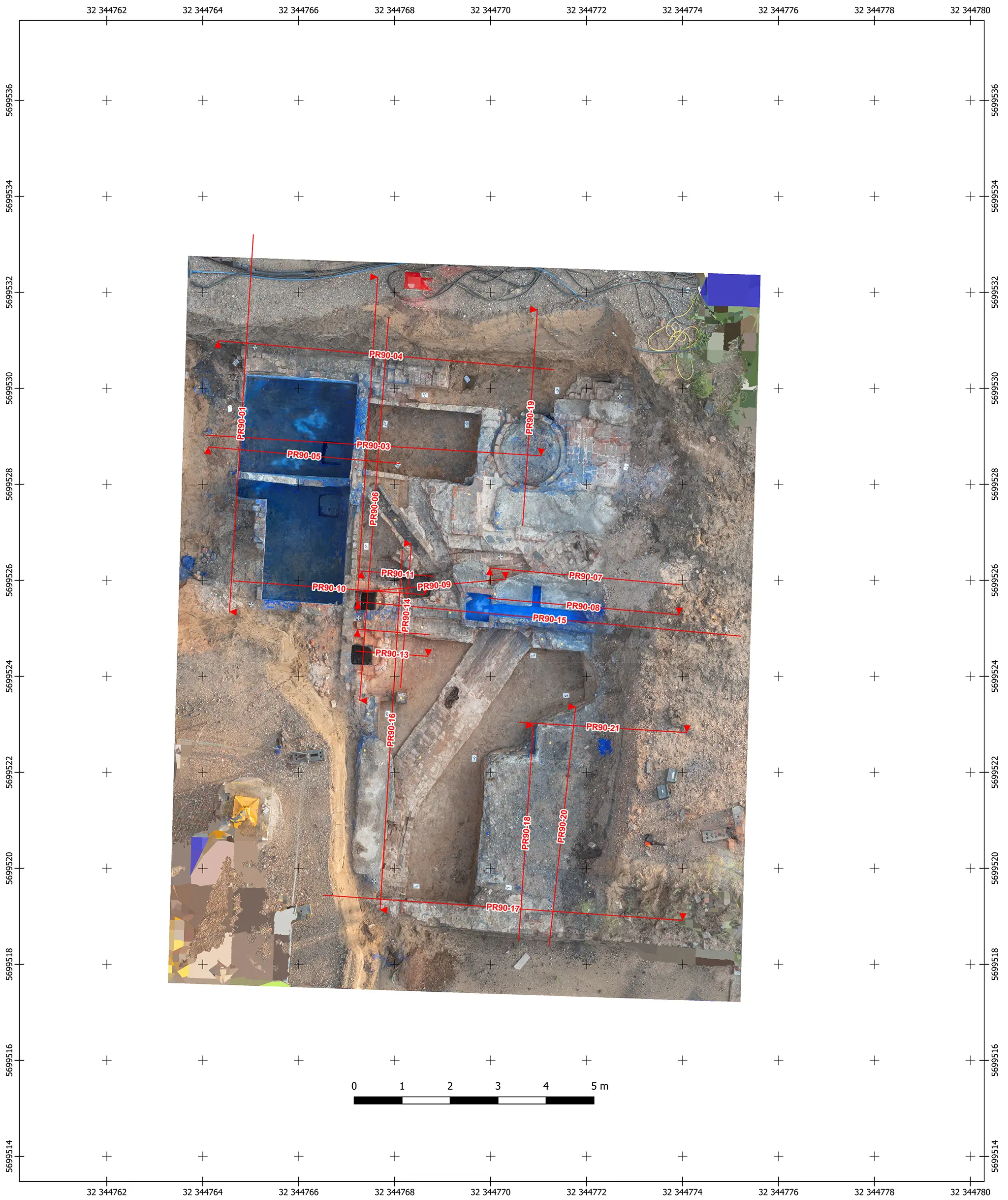 Archäologische Bauzustandserfassung Duisburg - Übersicht UAV Orthofoto