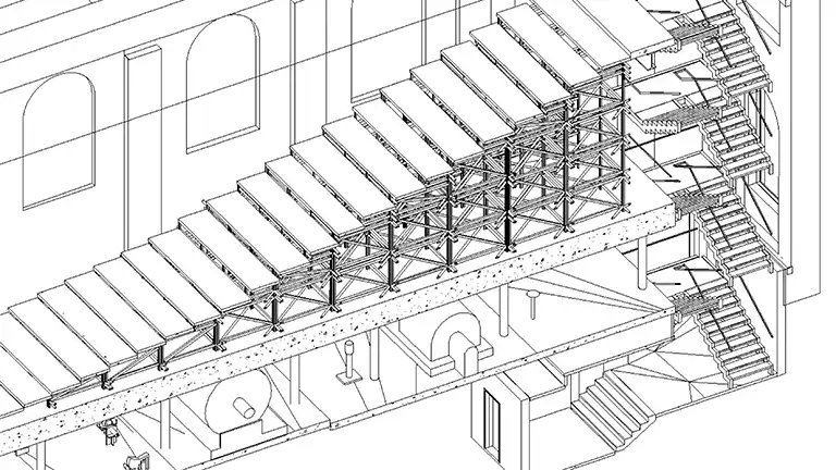 Gebläsehalle 3D BIM Bestandsmodell Tribüne