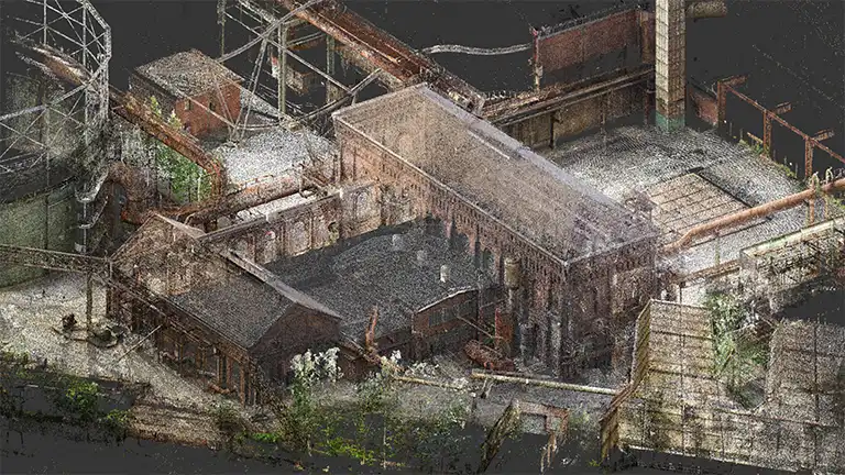 Gebläsehalle Landschaftsaprk 3D Aufmass Punktwolke